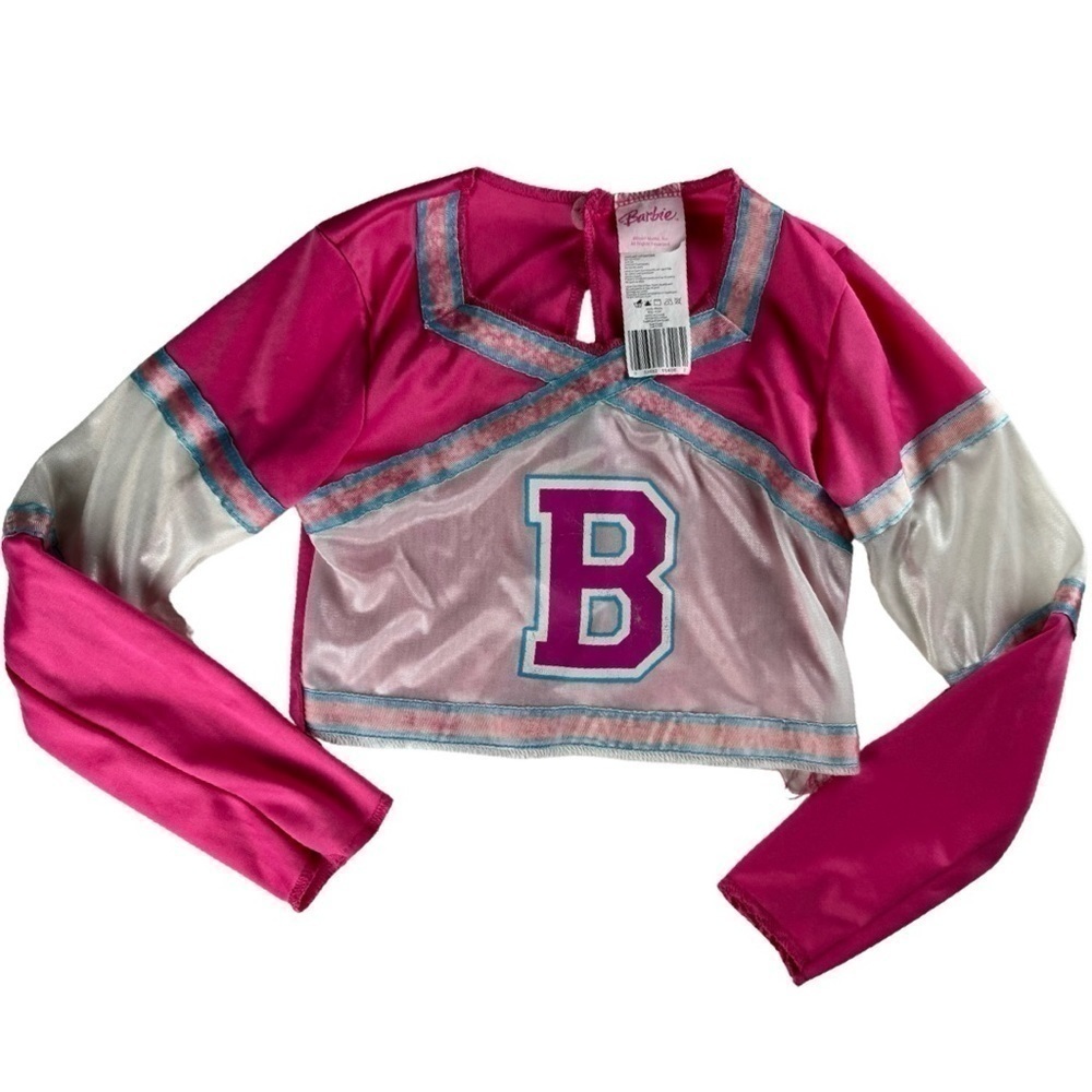 ✨ Barbie Cheerleader Costume Top Girls 4–6 Pink Long Sleeve Dress-Up Play Outfit